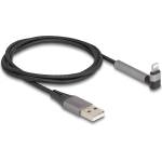 Delock кабел за пренос на данни и зареждане USB тип А - Lightning за устройства iPhone, iPad и iPod, с функция за изправяне, черен, дължина 1, 5 м, MFi