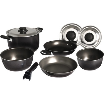 Camp4 Sada hliníkových kempingových hrnců 9 ks