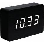 Gingko Design GINGKO Часовник с термометър BRICK - черно дърво с бели цифри (Gingko-GK15W10) Будилник