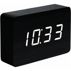 Gingko Design GINGKO Часовник с термометър BRICK - черно дърво с бели цифри (Gingko-GK15W10) Будилник