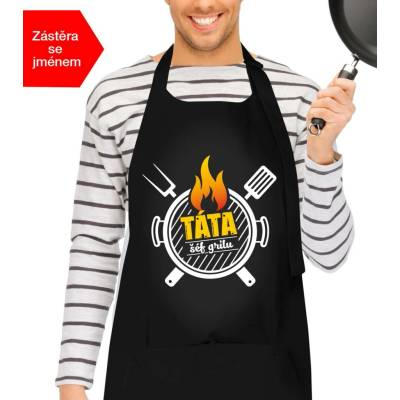 Kariban HobbyTriko Grilovací zástěra pro tátu Táta šéf grilu Černá