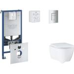 GROHE Rapid SLX - Комплект за монтаж на стена, тоалетна чиния, седалка SoftClose и бутон Skate Cosmopolitan, матов хром SANI11BB2111 (SANI11BB2111)