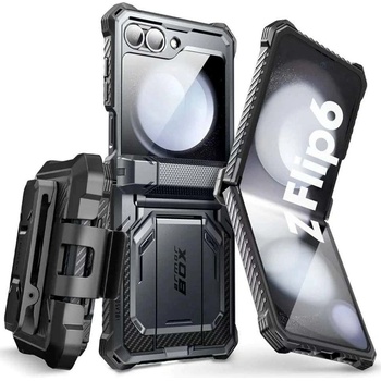 i-Blason Калъф за Samsung Galaxy Z Flip 6, хибриден (термополиуретан и поликарбонат), i-Blason SUPCASE ArmorBox Case, удароустойчив, черен (SPC447)