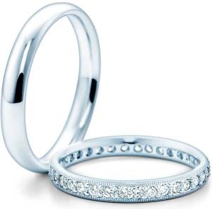 SAVICKI Сватбени халки: бяло злато, полукръгъл профил. 2, 6 mm + 3 mm