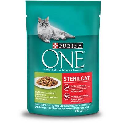 Purina One Cat SterilCat mini filetky s morkou a zelenými fazuľkami v šťave 26 x 85 g