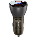ACEFAST Зарядно за кола B7 - Acefast, 2x USB, 45W, двойно бързо зареждане, с LED цифров дисплей - прозрачно черно