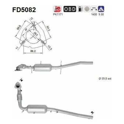 Filter sadzí/pevných častíc výfukového systému AS FD5082 FD5082