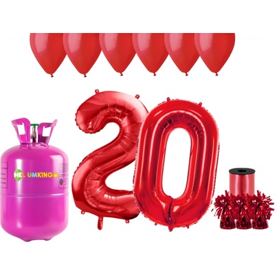 HeliumKing Helium párty set na 20. narozeniny s červenými balónky