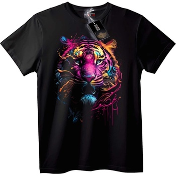 NOONEBRAND Тениска Неонов Тигър - 5XL, Black