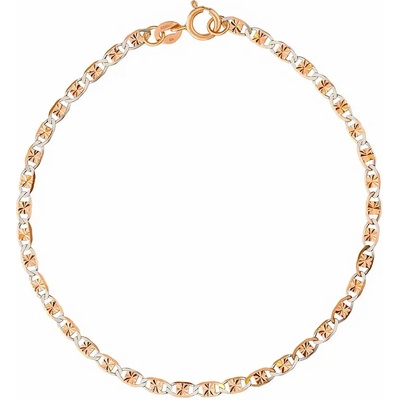 Silvego zlatý náramek Marine 2,5 mm v kombinaci růžového a bílého zlata s rytím FNN1777BGRW