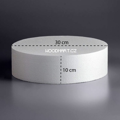 Polystyrenový dortový korpus/maketa kruh I Ø 30 cm I výška 10 cm I barva bílá