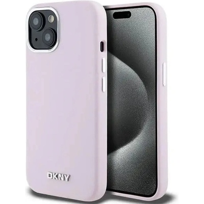 DKNY Кейс DKNY Liquid Silicone Small Metal Logo MagSafe за iPhone 15 Plus / 14 Plus, розов (3666339265861)