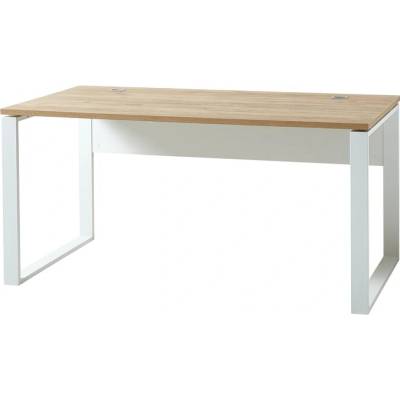 Sconto Písací stôl ILON biela/dub navarra, šírka 158 cm 75 x 158 x 79