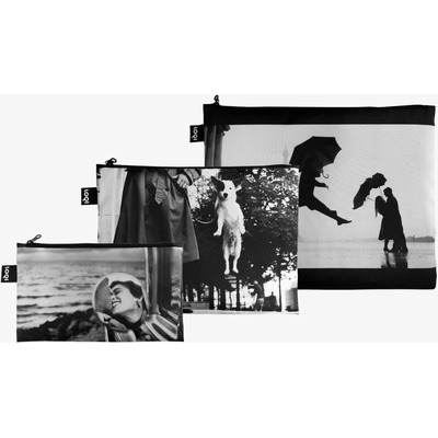 Loqi Elliott Erwitt taštičky na zips 3 ks Eiffel Tower Dog Jumping and California Kiss