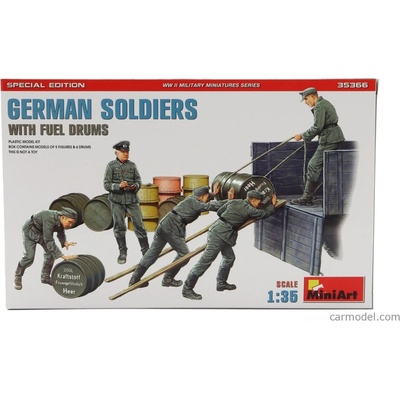 Miniart Figures German Soldiers Military With Fuel Drums 1945 1:35