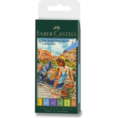 Popisovač Faber-Castell Pitt Artist Pen Brush 6 ks hrot B letní odstíny