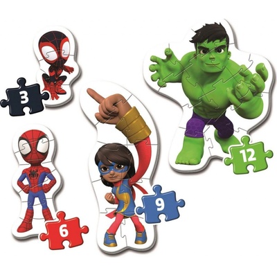 CLEMENTONI Moje první Spidey a jeho úžasní přátelé 4v1 3,6,9,12 dílků