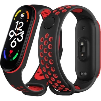 Planet Tech Каишка за Xiaomi Mi Band М3, М4, M5, M6, M7 фитнес гривна, Черно червена (MiBand1-13)