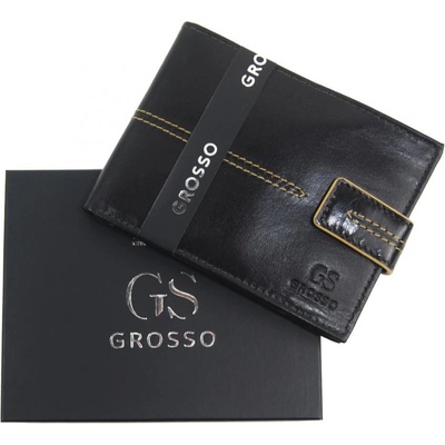 Grosso Čokoládovo pánska kožená peňaženka RFID so zápinkou v krabičke hnědá