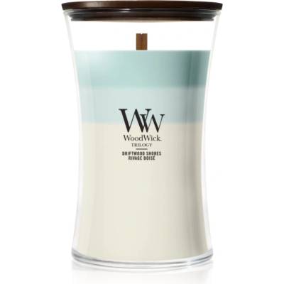 WoodWick Trilogy Driftwood Shores ароматна свещ с дървен фитил 610 гр