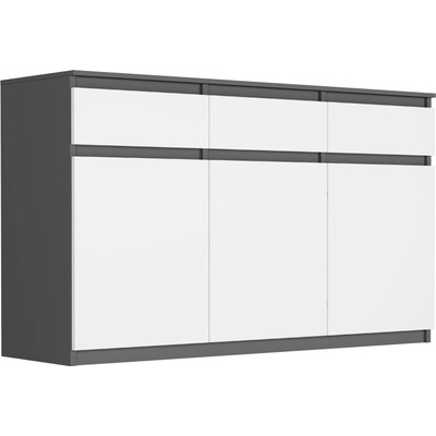 Framire Skříňka se 3 dveřmi a 3 zásuvkami mix antracit 120 x 98 x 40 cm Modern S3