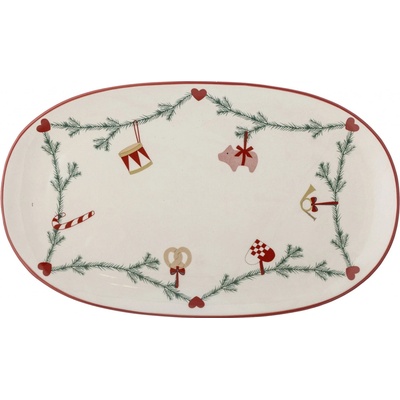 Bloomingville Servírovací talíř Yule Nature Oval 38,5 cm červená