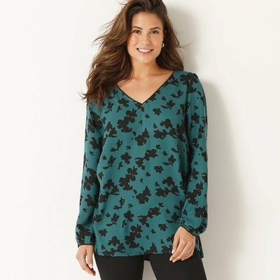 Blancheporte Rozšírená tunika s dvojfarebnou potlačou zelená čierna