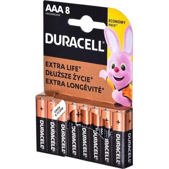 Duracell Батерии алкални Duracell LR03/MN2400(DBAAALR03), ААA, 1.5 V, 8 бр. в опаковка