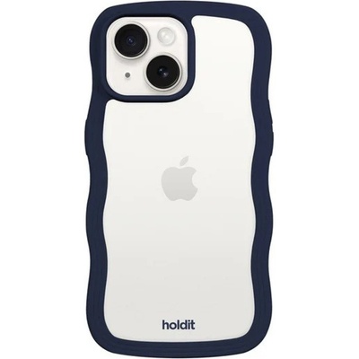 Holdit Гръб Holdit Wavy за iPhone 16e/15/14/13 - Midnight Blue/Transparent