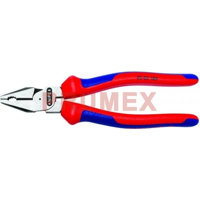 KNIPEX 02 02 180 Silové kombinované kleště, vícesl. návleky, fosfátováno na černo/leštěno, 180 mm