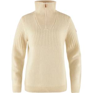 Fjällräven Дамски вълнен пуловер Fjällräven Women's Övik Half Zip Knit Wool jumper - Chalk White - размер XL (105-4773-0116)