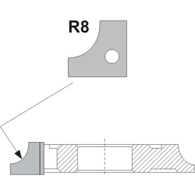 VBD R8 zaoblovací vydutá, 1/4 kruhová