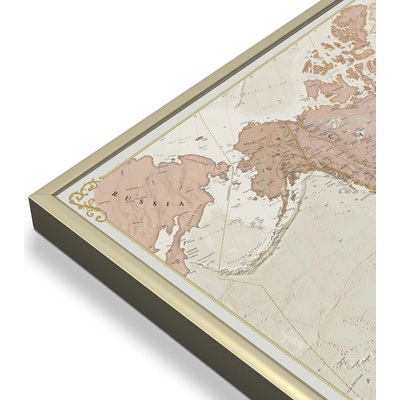 Maps International Svět - nástěnná mapa Antique 136 x 84 cm Varianta: mapa v hliníkovém rámu, Provedení: zlatý matný rám