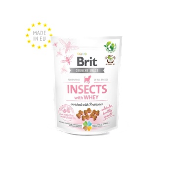 Image 1 of Brit Care Crunchy Cracker. Insects with Whey enriched with Probiotics - лакомство за малки кученца с насекоми, пробиотици и мая за здравословен растеж 200 гр