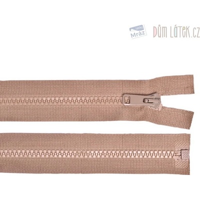 Zips kostený deliteľný svetlo hnedý, dĺžka 60 cm