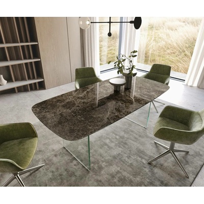 DELIFE Edge Boot 200 x 100 keramika Laminam Emperador Extra Lucidato tmavě hnědý podnož sklo