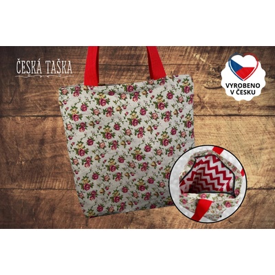 Česká ROSES ručně šitá Česká Taška s podšívkou a zipem 50×50 cm