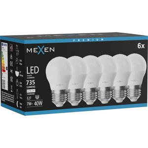 Mexen Nova 6x LED крушка E27, G45, 7W, Неутрална - 4000K, 735 lm - L101-E27-0740-01x06 (L101-E27-0740-01x06)