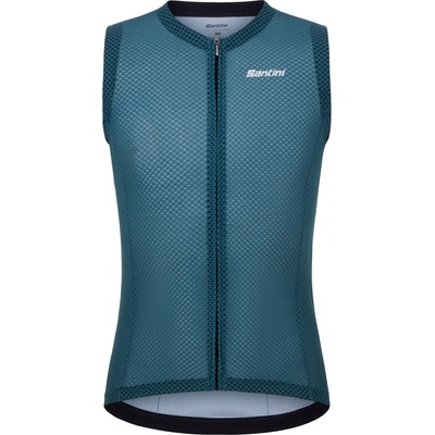 Santini Мъжка фланелка с къс ръкав за колоездене Santini Opal Sleeveless Jersey Cycling singlet - Petrolio - размер XL (056-3861-0115)