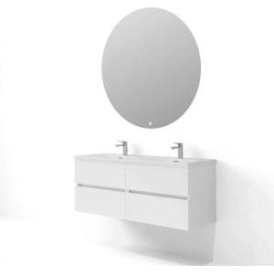 ASIR GROUP Комплект окачен долен шкаф 120 см с двойна мивка и LED огледало Asir Simple 3 бял (263LVS1203)