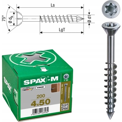 Spax Univerzální vruty do dřeva 4x50mm WIROX, 200 ks – Sleviste.cz