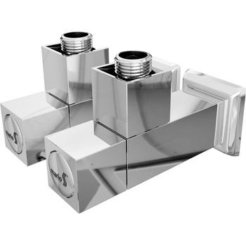 Mario Radiators Регулиращ ъглов вентил 2 бр, квадратен, хром с блясък (mr0008)