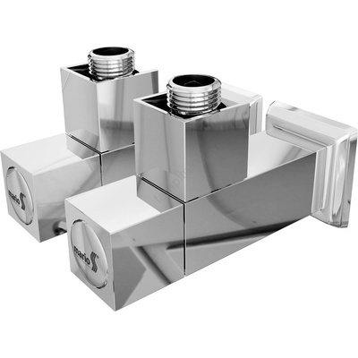 Mario Radiators Регулиращ ъглов вентил 2 бр, квадратен, хром с блясък (mr0008)