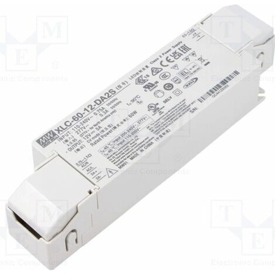 MEAN WELL XLC-60-12-DA2S Napájecí zdroj: spínaný; LED; DALI 2; 60W; 12VDC; 0÷5A; 155÷400VDC