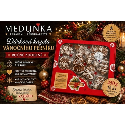 Meduňka pekařství perníkářství Dárková kazeta vánočního perníku 250 g