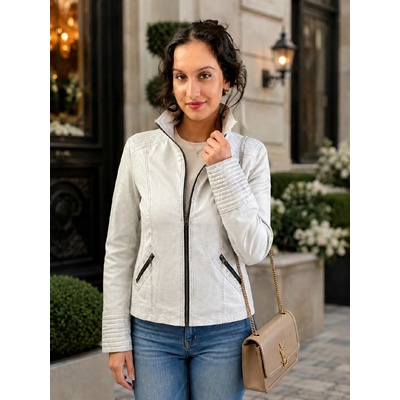 Max Original Leather Dámska kožená bunda FELICE-2 white/black