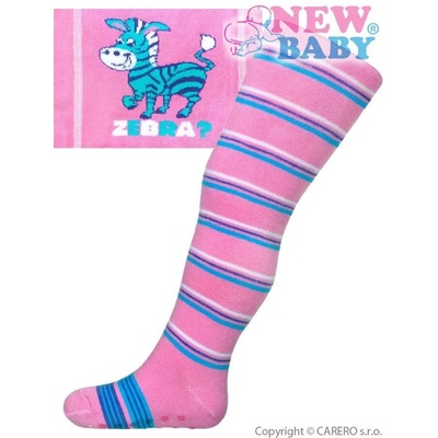 New Baby punčocháčky s ABS růžové zebra s pruhy
