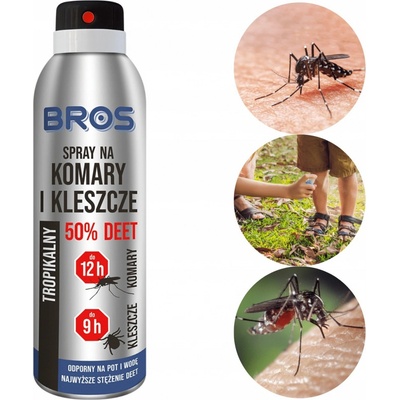 Bros spray Na Komáry A Klíšťata Odpuzovač Do 12h Koncentrace 50% Deet 90 ml