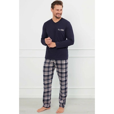 Italian Fashion Dlhé pánske pyžamo Edwin tmavomodrá