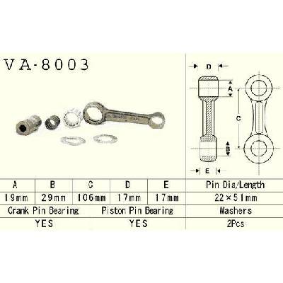 VESRAH ojniční sada KAWASAKI KX 125 (KX125) 94-97 (VA8003) vyrobeno v Japonsku